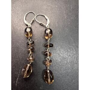 NEW Nate & Etan smoky quartz sterling silver dangle earrings